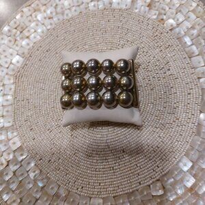 VINTAGE Women's Silver-Tone 2-Sides Stretch Balls Chain Link Bracelet - One Size